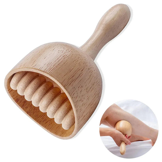 1PCS Wood Therapy Swedish Massage Cup with Roller, Handheld Wooden Massage Cup, Wood Cupping Therapy Massage Tool,Anti-Cellulite