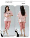 2-Pcs Women’s Summer Cotton Pajama Set – Breathable Short Sleeve Sleepwear with Cute Prints