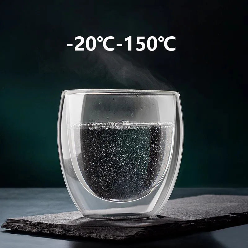 2/4/6pcs Screw Thread Espresso Cups Set Double Wall Glass Coffee Mugs Set 80ml Shot Glass Insulated Teacup Coffee Accessories