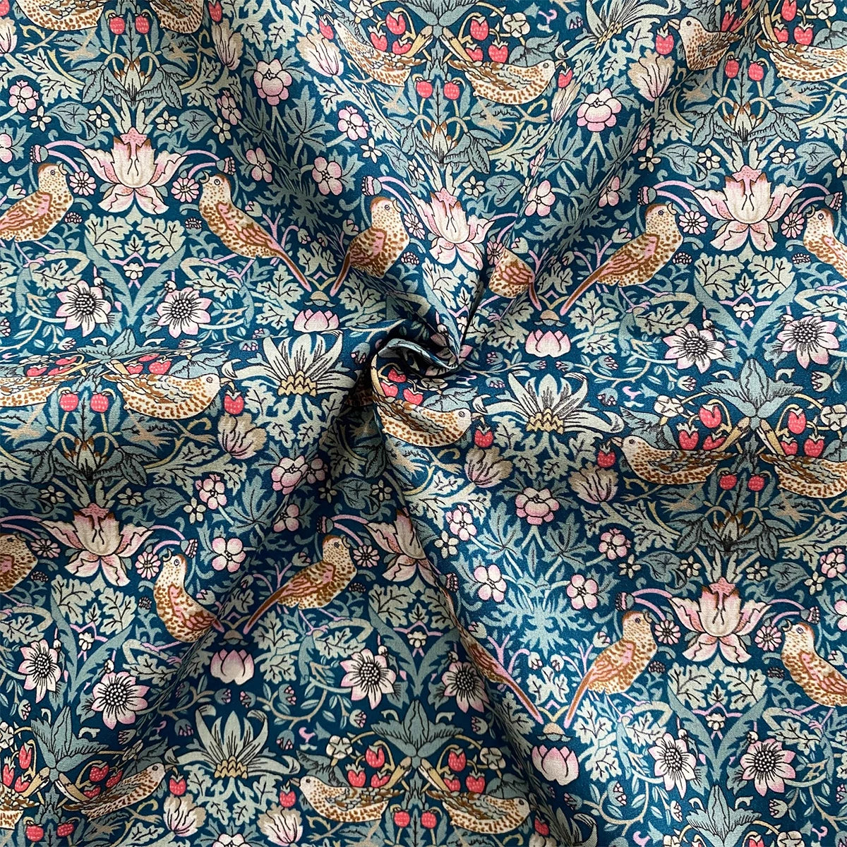 1/2/3/5M 80S Digital Printing Strawberry thief Like Liberty cotton Poplin Fabric Sewing Making Dress Clothing Handmade DIY Cloth