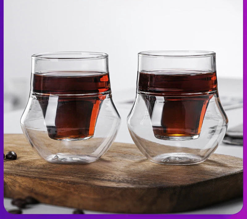 120/130ml Double-layer Glass Cup Hanging Ear Espresso Coffee Cup Anti-scalding Milk Party Brandy Wine Teacup Clear Mug