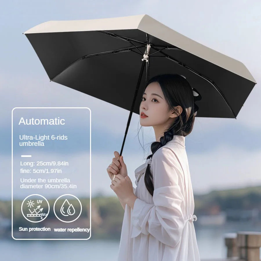 Ultra lightweight and portable automatic umbrella for women, suitable for both weather and sun protection
