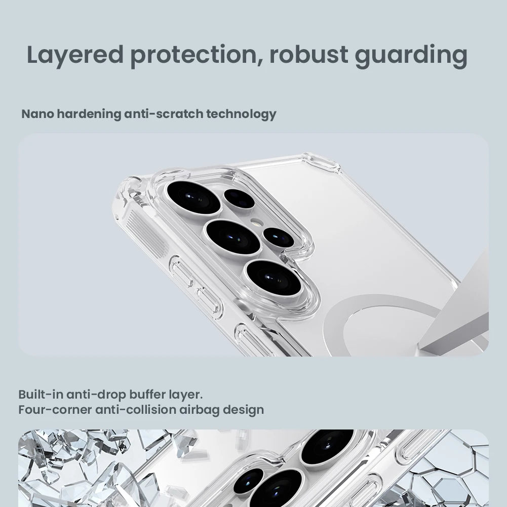 Nature Pro Magnetic Transparent Case for Samsung Galaxy S26 Ultra / S26 Plus – PC + TPU Frame Protective Phone Cover