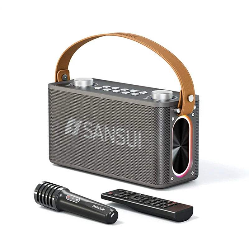 SANSUI T93 60W powerful stereo party speaker outdoor portable karaoke sound system wireless Bluetooth with microphone TF/AUX/USB