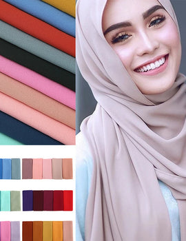 Muslim Chiffon Hijab Women Bubble Chiffon Scarf For Women Ladies Veil Muslim Islam Solid Color Malaysia Wrap Scarves