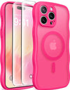 For iPhone 15 Pro Max Case Curly Wave Frame Shape Design Camera Protection Drop Shockproof Compatible with MagSafe Phone Case