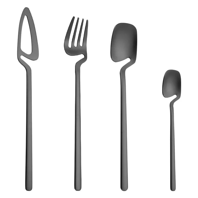 4pcs Rainbow Dining Spoon Fork Table Set Home Kitchen Table Decor Cutlery Sets Ice Cream Desserts Soup Coffee Use Kitchen Tools