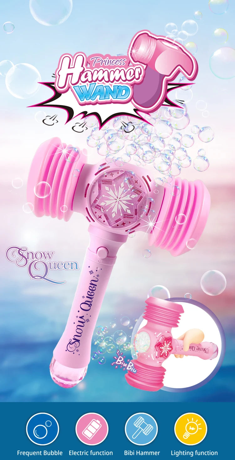 2 In 1 Toy Hammer Automatic Bubble Machine, Princess Toys