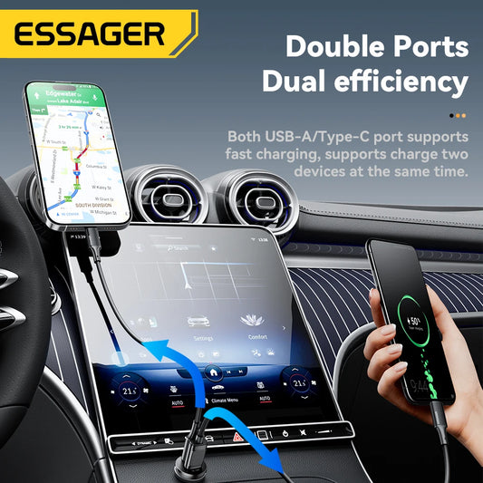 45W Mini USB-C + USB Fast Car Charger (PD 3.0 + QC 3.0)