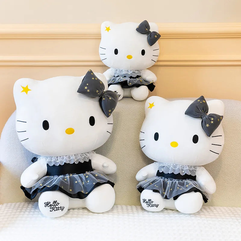 Black Gold Cat Character Plush Stuffed Doll Toy