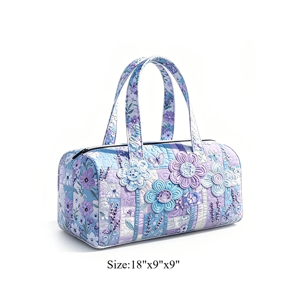 Animal Cow Floral Print Quilted Duffel Bag Weekender Travel Bag Lightweight Overnight Carry On Luggage for Gym Sports Getaway