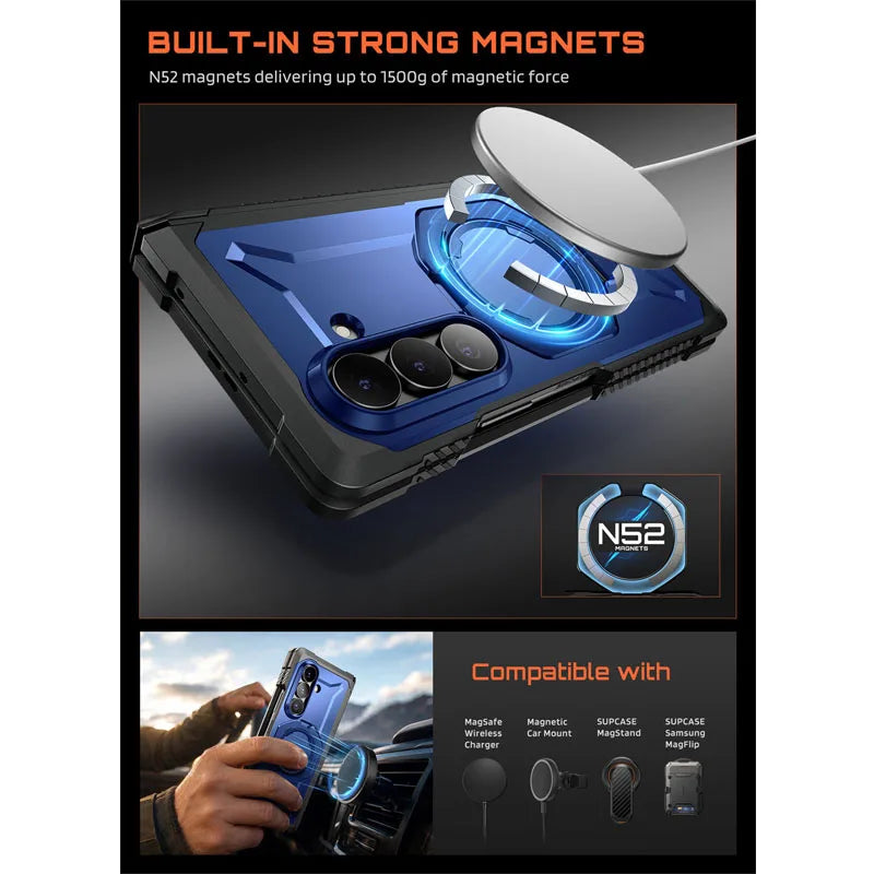 Full Body Rugged Phone Case with Magnetic Ring Kickstand and HD Clear and Privacy Screen Protectors for Samsung Galaxy Z Fold 8 Ultra
