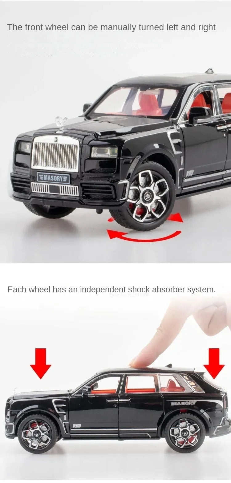 1:24 Rolls-Royce Spectre Cullinan Masory Car Model Toy Sound Light Shock Absorption Vehicle Models Desktop Ornaments Gift