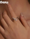 Three layer 0.5 CT Moissanite Coiled Ring 925 Sterlin Silver D Color Moissanite Stackable Promise Wedding Ring