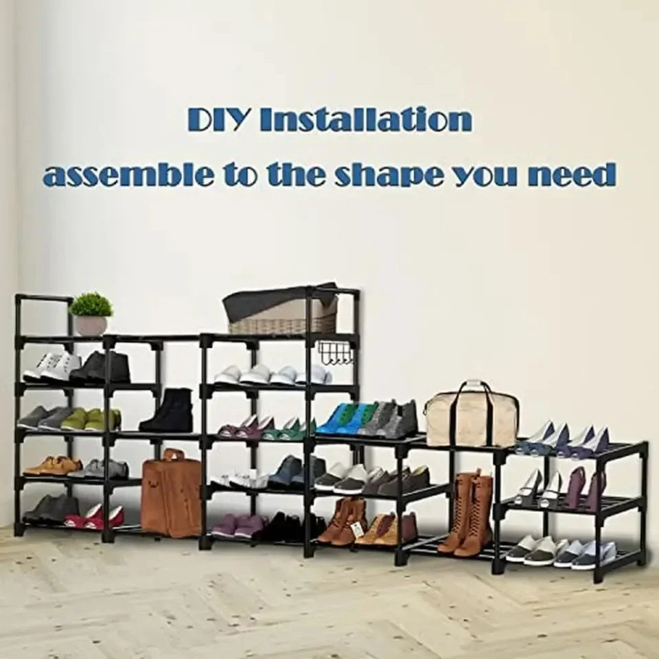 Assemble Standing Shoe Rack 3 Rows 23 Tiers Boots Storage Organizer Shelf Household Kitchen Holder Simple Metal Sneakers Cabinet