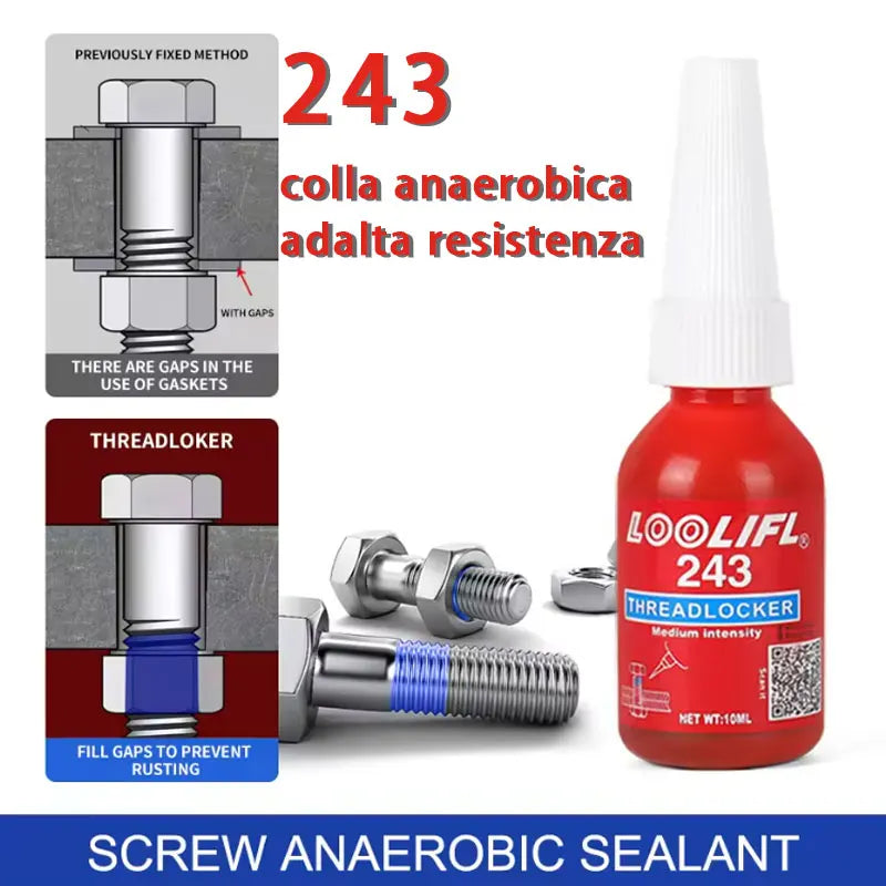 243 15ml, fast drying strong thread locking adhesive, high temperature anaerobic adhesive, suitable for automotive, machinery, steel frame locking, factory direct sales