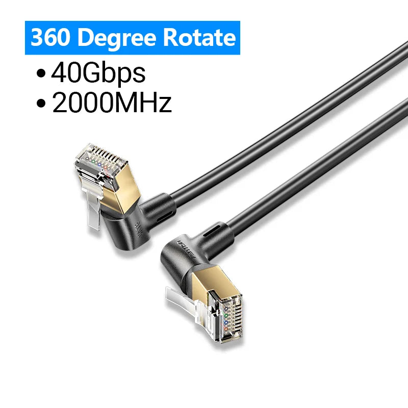 CAT8 Ethernet Cable 40Gbps 2000MHz 360 Degree Rotate CAT 8 Networking Internet Lan Cord for PC PS 4 Router RJ45 Cable