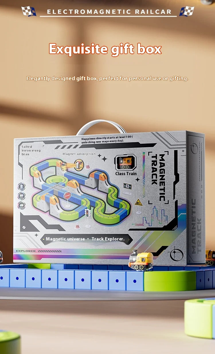 Versatile megnetic Attraction megnetic Block Track Electric Small Train megnetic Car Car Railtrack Set Toy  Gifts