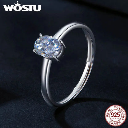 1CT Oval Cut Moissanite Wedding Ring For Women 925 Sterling Silver Platinum Plate Diamond Cut Luxury Women Engagement Ring