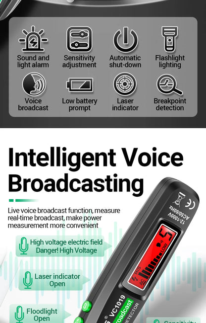 Circuit Breaker Finder with Voice Broadcast and Infrared Sensor Positioning Voltage Tester Electric Wire Detector