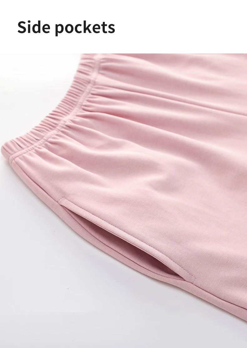 Women’s Winter 100% Cotton Pajama Set – Loose Fit, Turn-Down Collar, Long Sleeves, Cute Pink