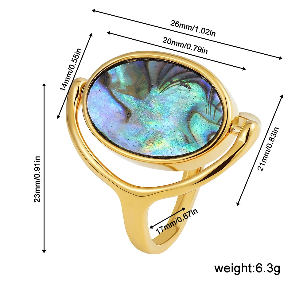 Elegant Real Natural White&Abalone Shell Rings for Women Special Design Double Sided Rotating Ring