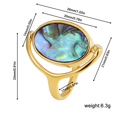 Elegant Real Natural White&Abalone Shell Rings for Women Special Design Double Sided Rotating Ring