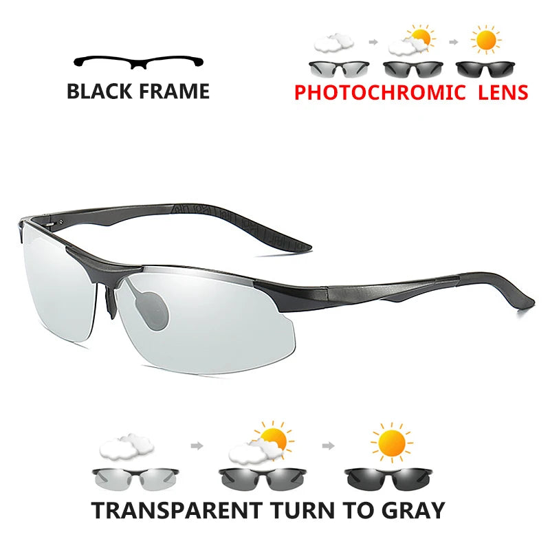 Aluminum Photochromic Polarized UV400 Mirror Driving Sunglasses for Men Women