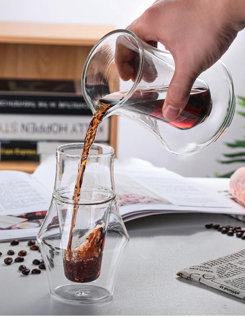 120/250/335ml Double-layer Glass Cup Hanging Ear Espresso Coffee Cup Anti-scalding Milk Brandy Wine Teacup Clear Mug Set