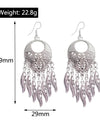 Statement Bohemian Vintage Ethnic Big Round Drop Earring Long Carved Flowers Drop Earrings For Women