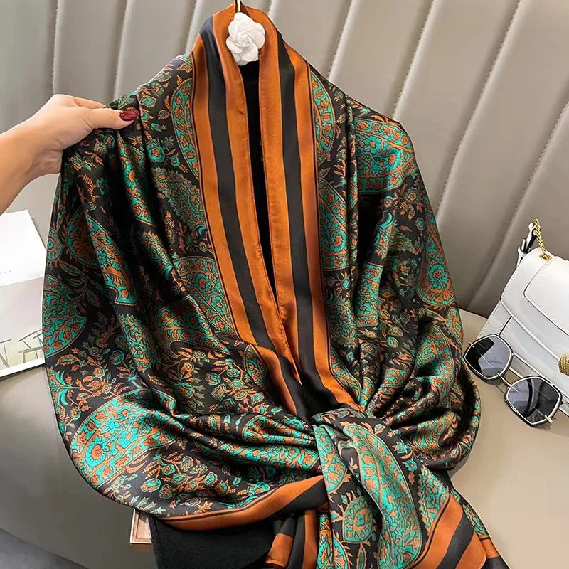 Women Summer Silk Scarves Shawl Lady Wrap Soft Female Echarpe Designer Beach Stole Bandana foulard muffler