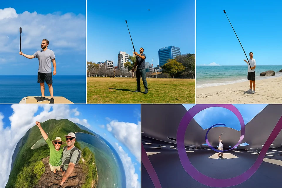 Invisible Selfie Stick and Bullet Time Handle Bundle for Insta360 X5 X4 X3 GO 3S Ace Pro