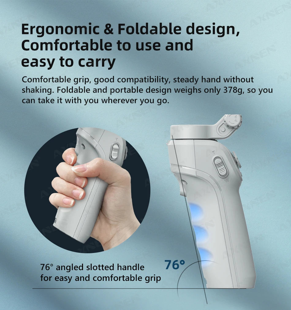HQ6 3-Axis Gimbal Handheld Stabilizer for Cellphone, with Fill Light, Face Tracking, for iPhone Android Video Recording