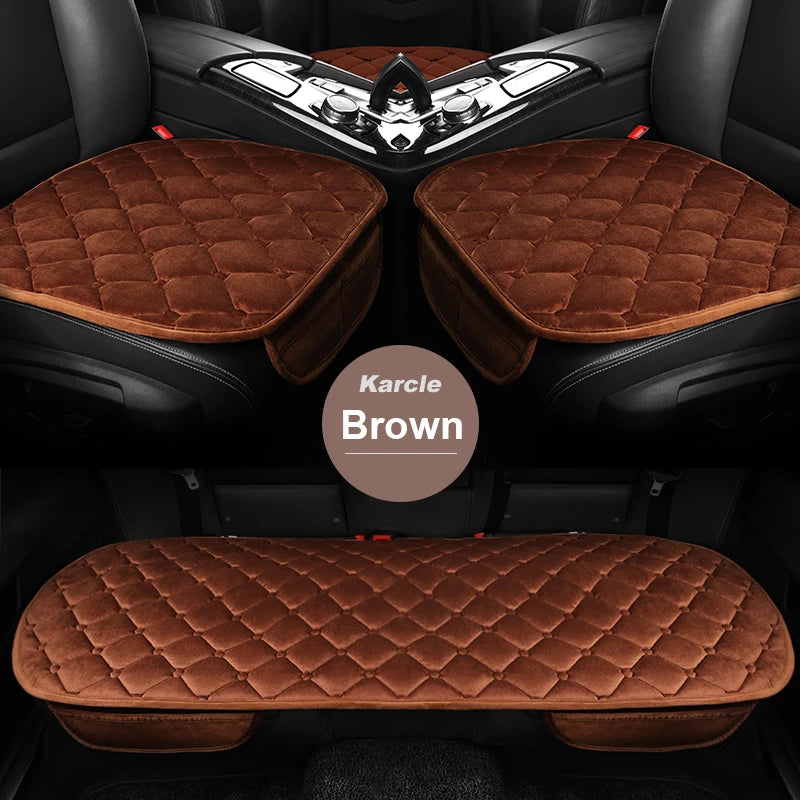 Plush Winter Car Seat Cover Warm Flocking Cloth Seat Cushion
