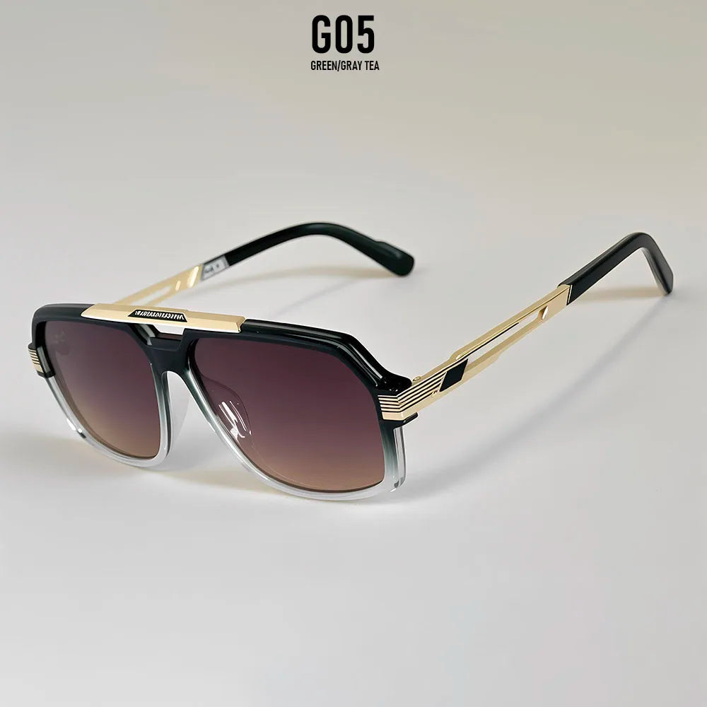 Square Metal Frame Sunglasses With UV400 Protection