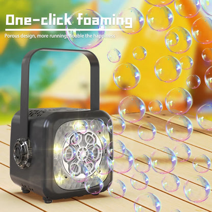 Children's 6-hole bubble machine continuously produces bubbles, electric party gifts (excluding bubble liquid and batteries) toy