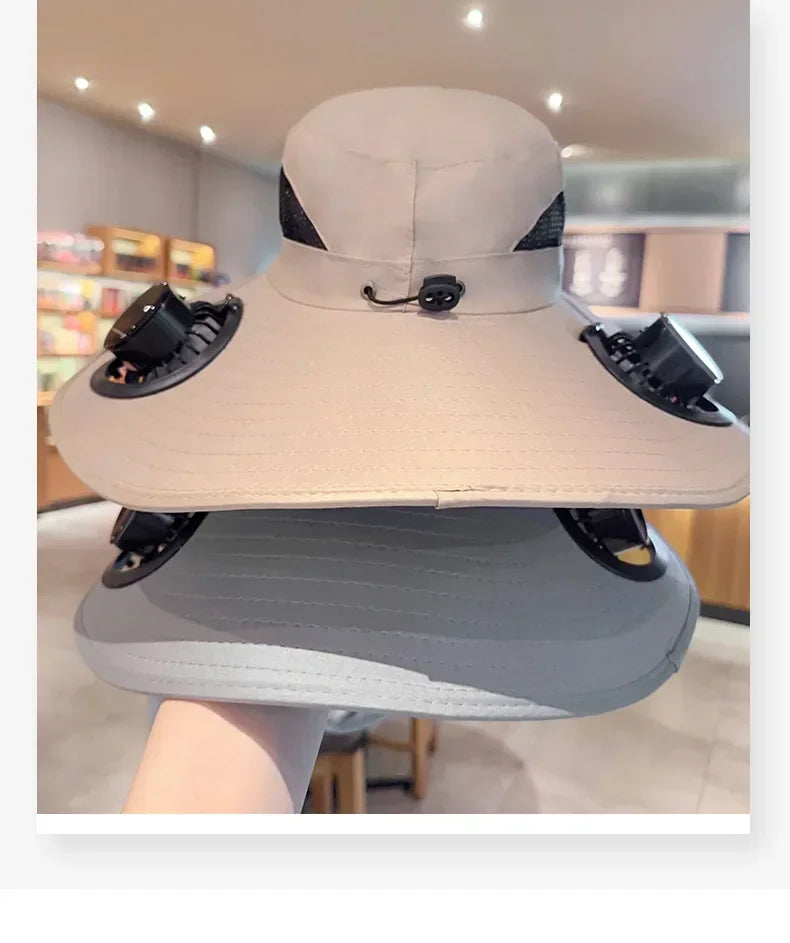 USB Cooling Fan Baseball Cap With Adjustable Fan