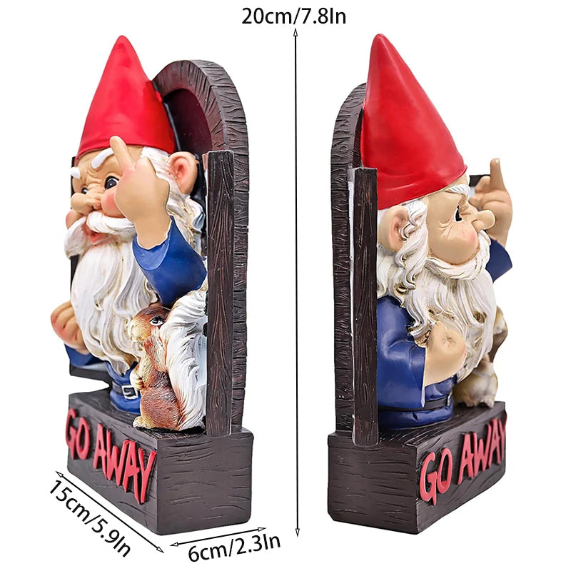 Go Away Rude Middle Finger Gnome Garden Statue Gnome Figurine Resin Angry Wacky Guardian Gnome Home Wall Tree Hanging Decor