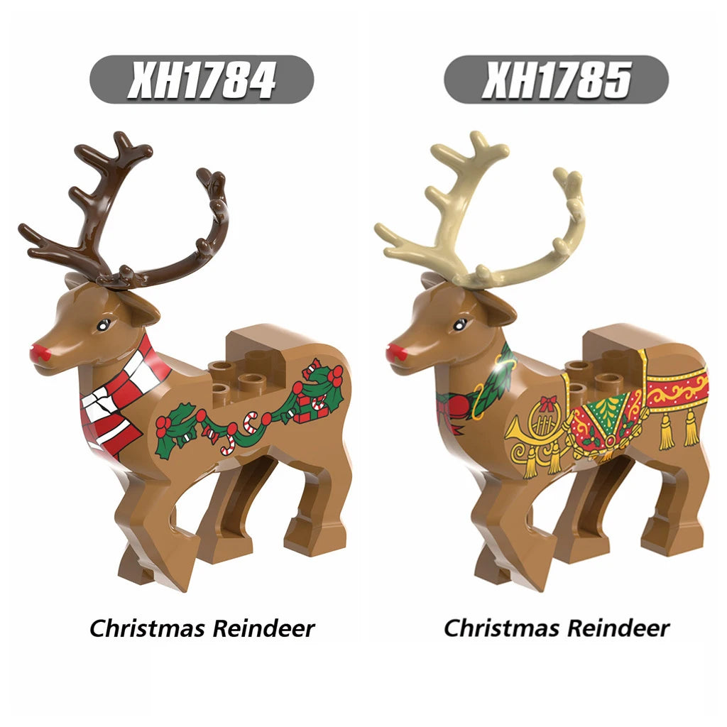 Christmas Village House Building Blocks Sleigh Reindeer Tree Present Car Wreath Fireplace Gingerbread Man Bricks Toys  Gift