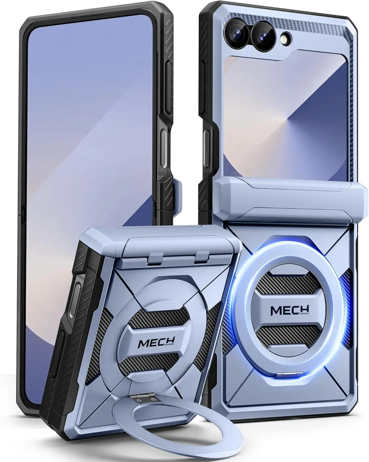 For Z Flip 7 FE/Z Flip 6 Cases Built-in  Ring Stand with Magsafe Full Coverage Hinge Protection Screen Protector Cover