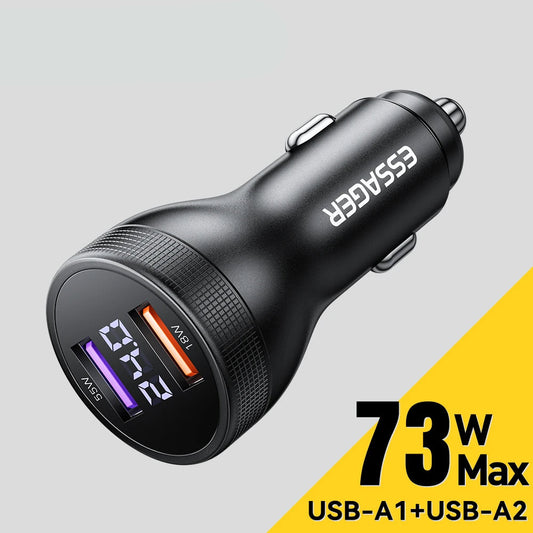 73W USB C Car Charger PD 3.0 QC 4.0 Fast Charging Dual Port Type C + USB Adapter