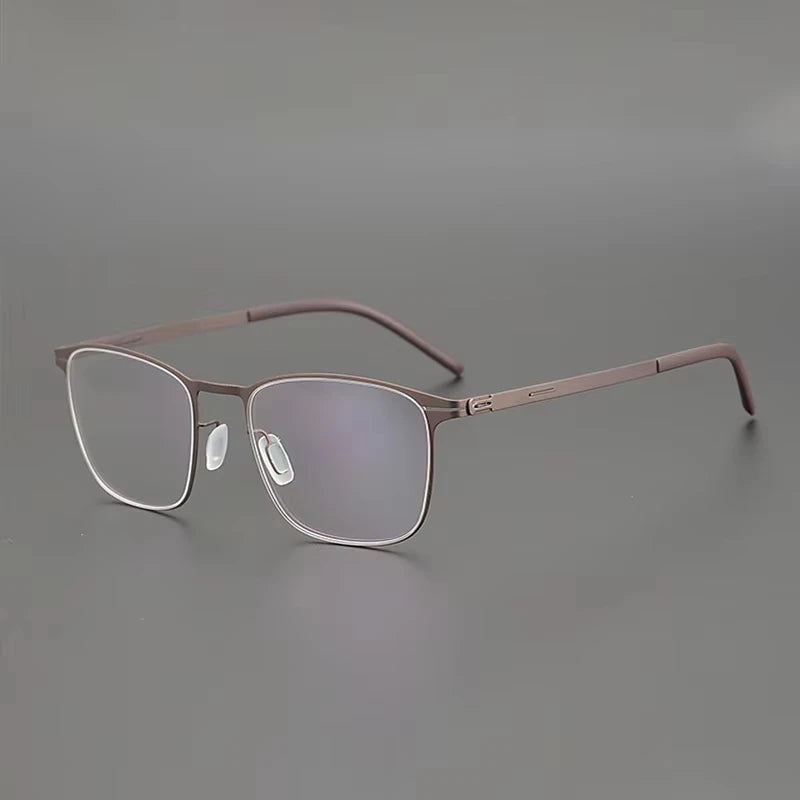 Mens Square Screwless Stainless Steel Eyeglasses Frame
