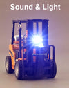 1:24 Crane Forklift Model Car Toy Diecast Metal Warehouse Lift Truck Sound Light Pull Back Adjustable Engineering Vehicle Models