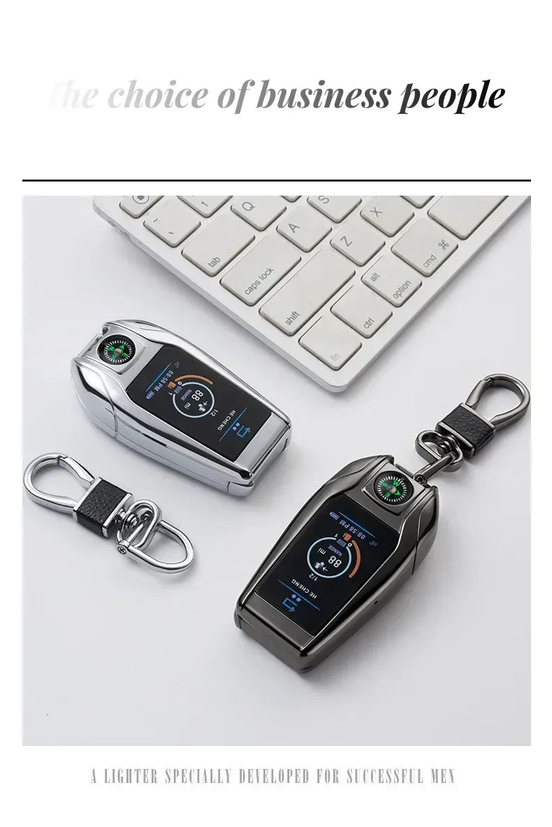 Keychain Windproof Lighter Cool Car Key Model Black Technology Multifunctional Igniter Gift Boyfriend A Trendy Look