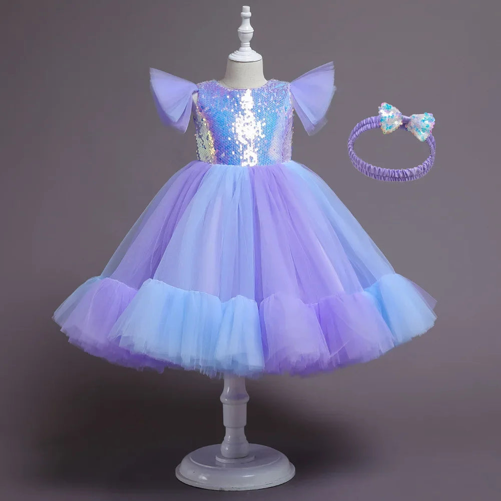 Purim Kids Dresses For Girls Elegant Flower Girls Wedding Dress Children Evening Party Lace Princess Ball Gown Clothing 2-10 Y