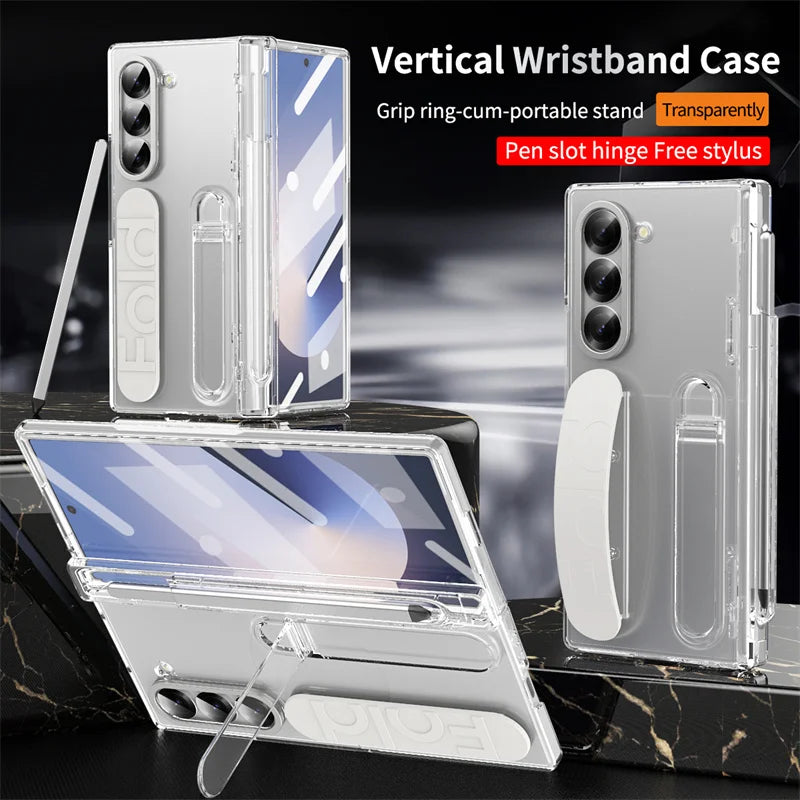 For Samsung Galaxy Z Fold 6 5 4 3  Hinge (with pen) Case Shockproof Full Screen Protector Tempered Glass Folding Cover