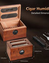 Cigar Humidor with Digital Hygrometer, Humidifier and Accessory Drawers, Glass Top Spanish Cedar Humidor, Holds 20-35 Cigars