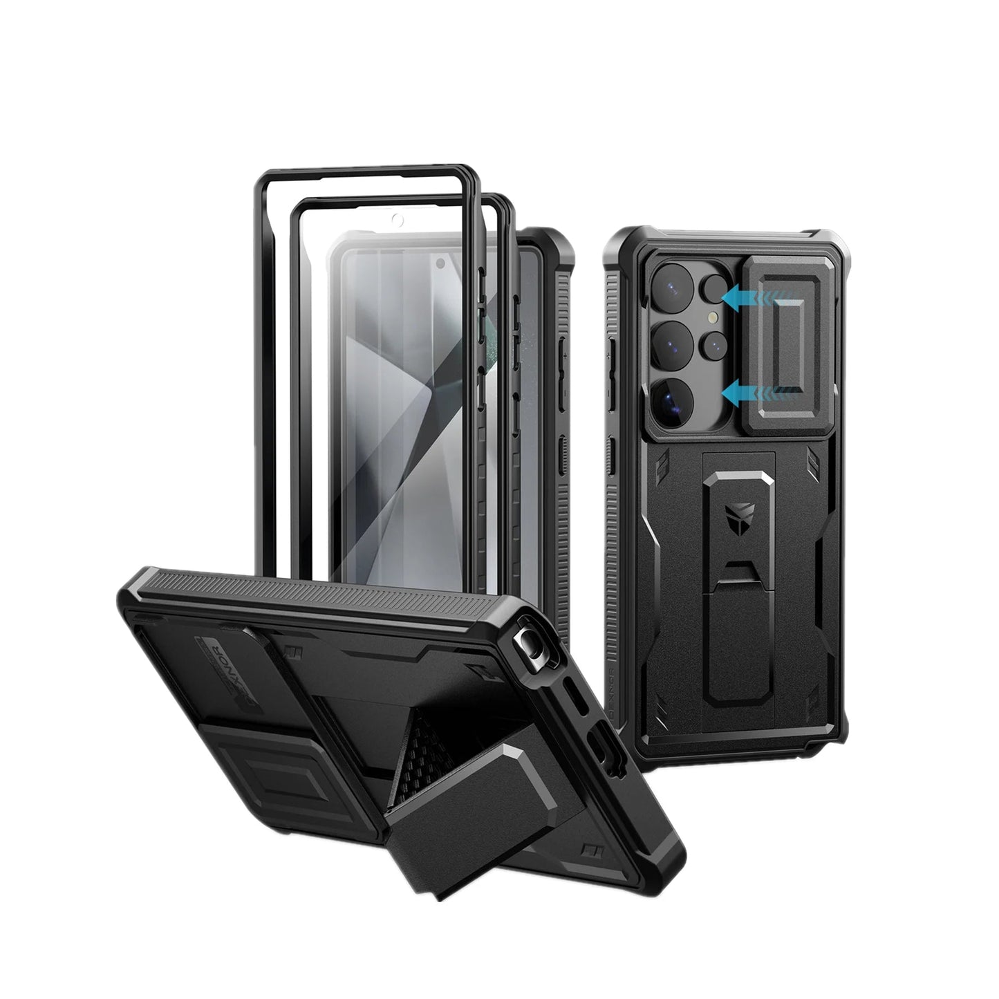 For Samsung Galaxy S25 Ultra 2025 Case Full Body Rugged Case with Camera Cover & Built-in Screen Protector Kickstand Case