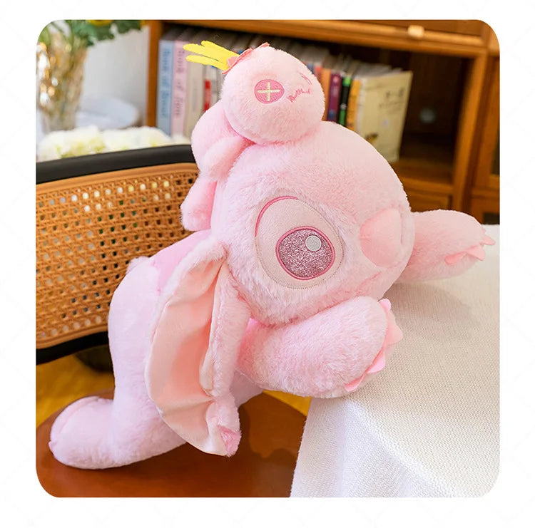 80cm New Cherry Blossom Series Kawaii Stitch Plush Toy Stuffed Doll Cute Winnie Dumbo Sitting Figure Kids Birthday Xmas Gift