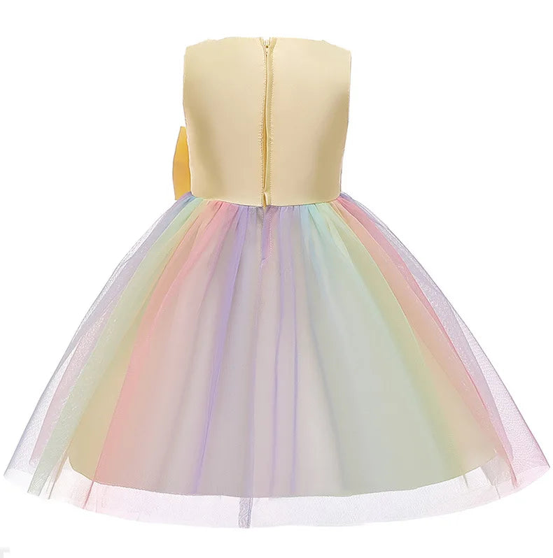 Princess Girl Dress Wedding Birthday Party Frocks for Children Costume With Bow Prom Ball Gown Elegant Party Dress For Girls